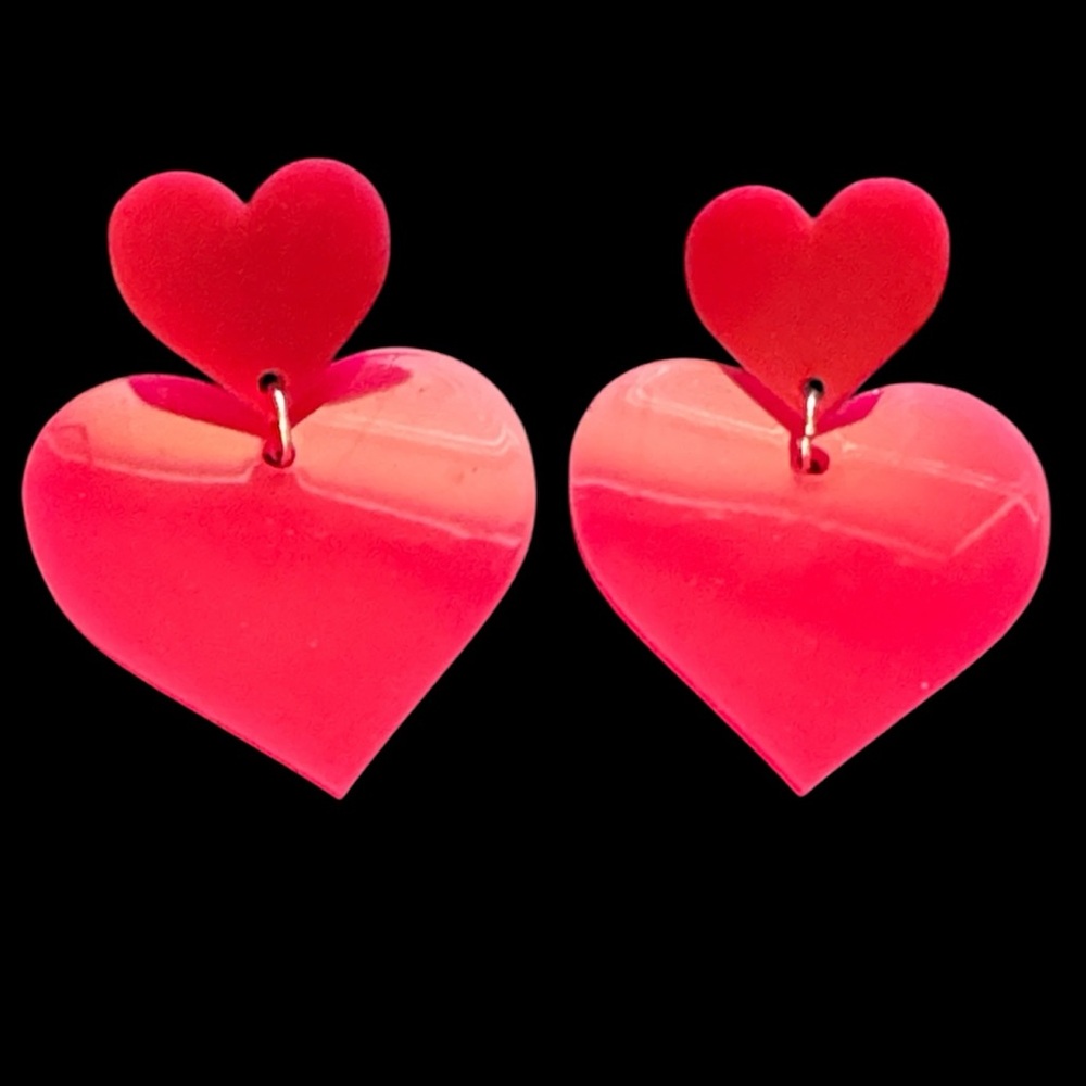 Heart Dangle Statement Earrings
